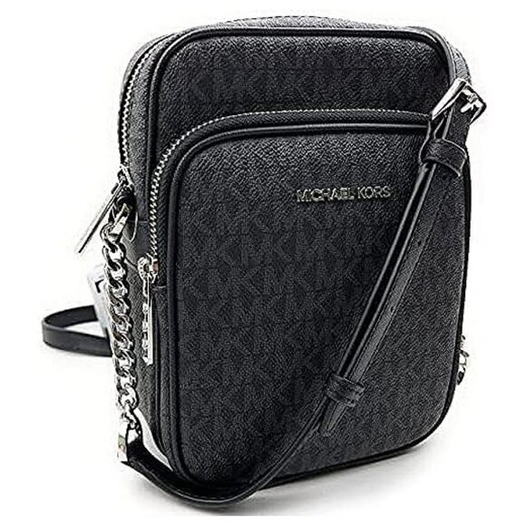 Jet Set Travel Signature PVC Medium Logo Chain Crossbody Flight Bag Black - Picture 5 of 7